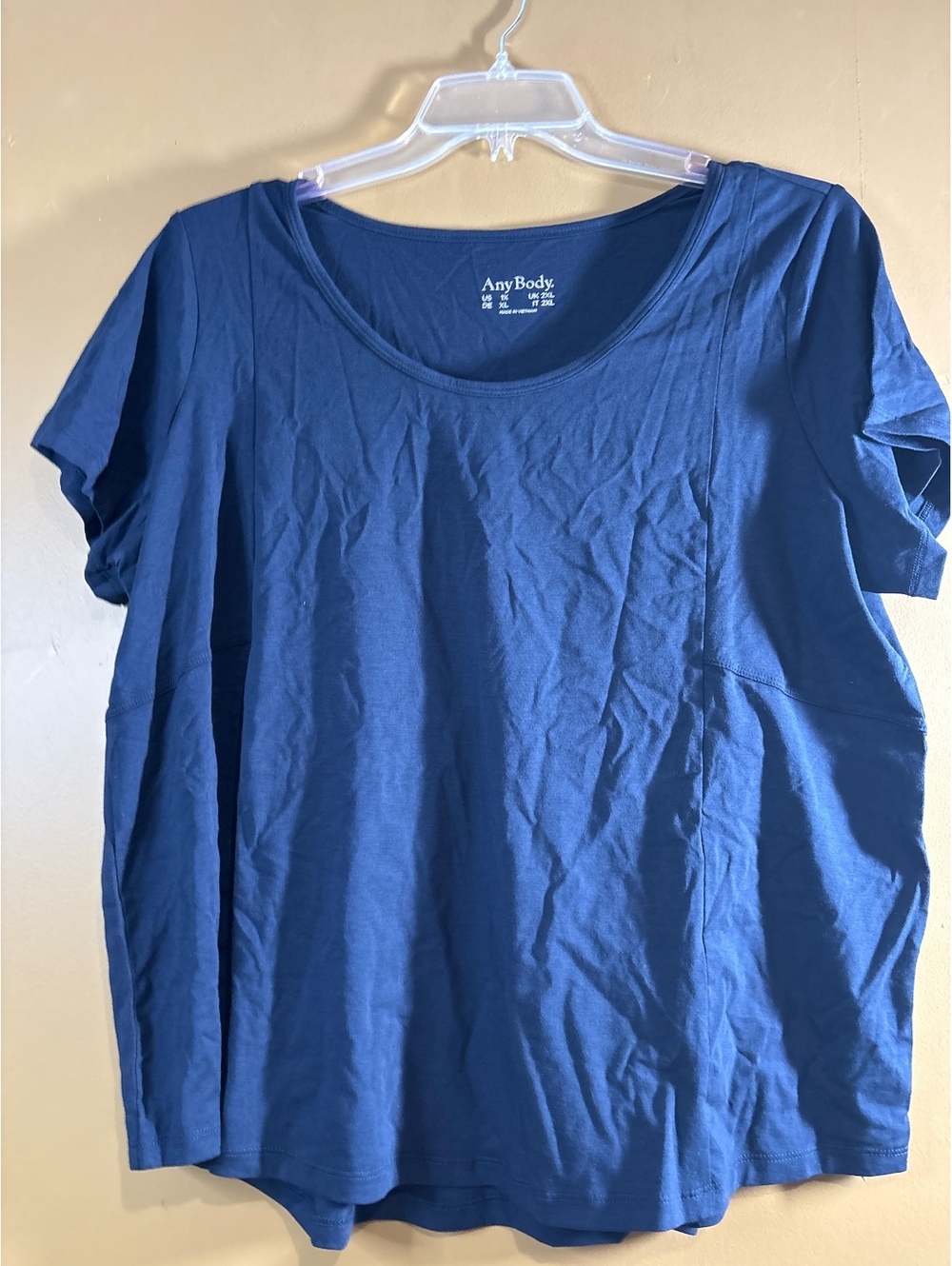 HC1247. AnyBody Women's Navy Blue Short Sleeve T-Shirt Size 2XL